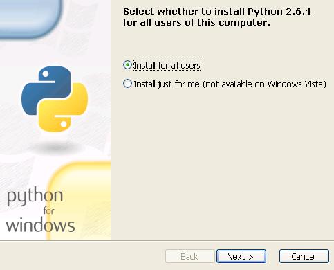Pythonインストールイメージ１（2.6.4）