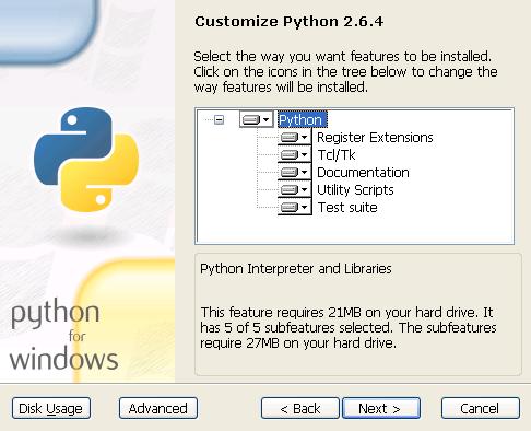 Pythonインストールイメージ３（2.6.4）